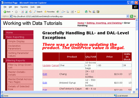 Negative UnitPrice Values are Not Allowed