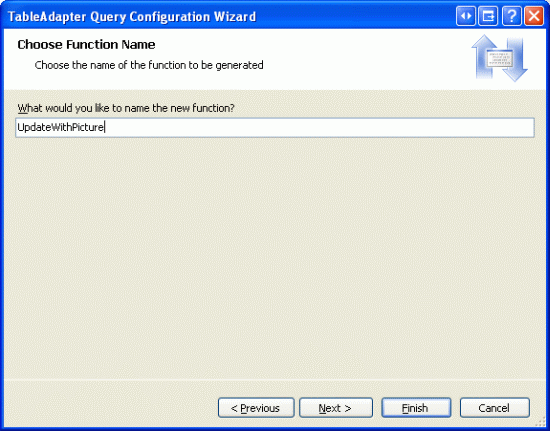 Name the New TableAdapter Method UpdateWithPicture