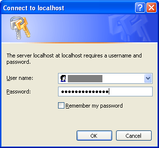 A Modal Dialog Box Prompts the User for His Credentials