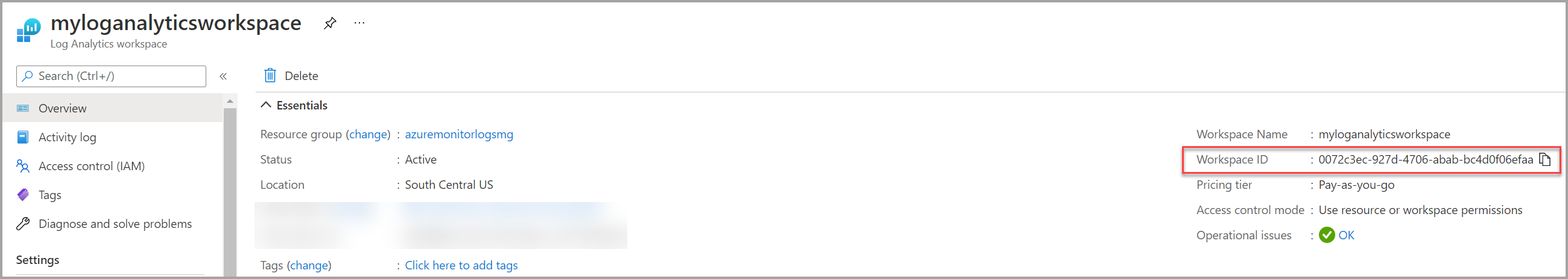 Azure Monitor Logs Workspace ID