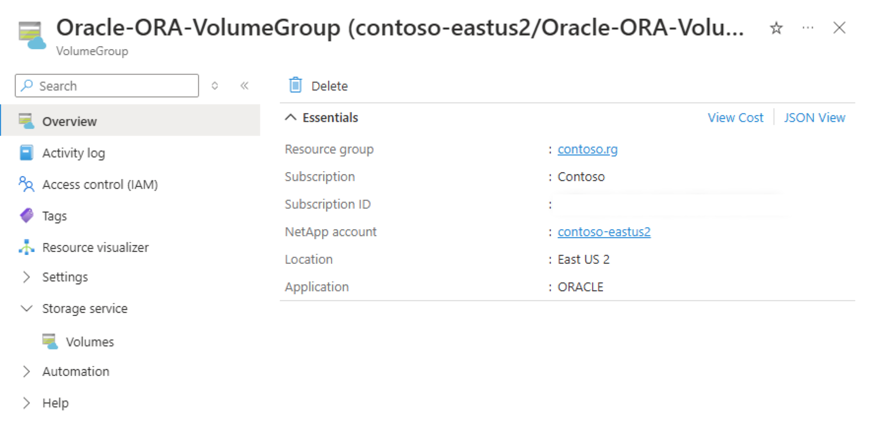 Screenshot of create application volume group without volumes..