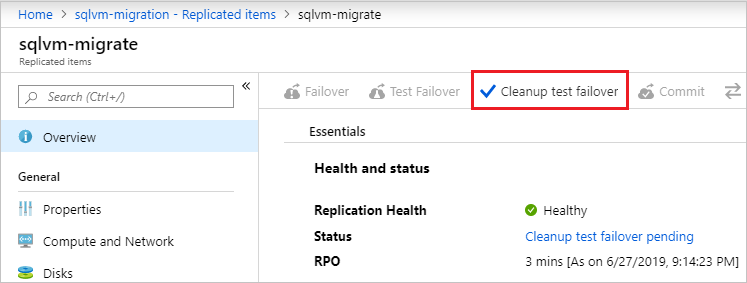 clean up items after failover test