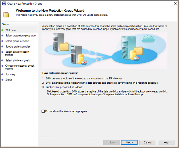 New Protection group wizard opens