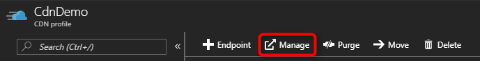 Screenshot of the content delivery network profile manage button.
