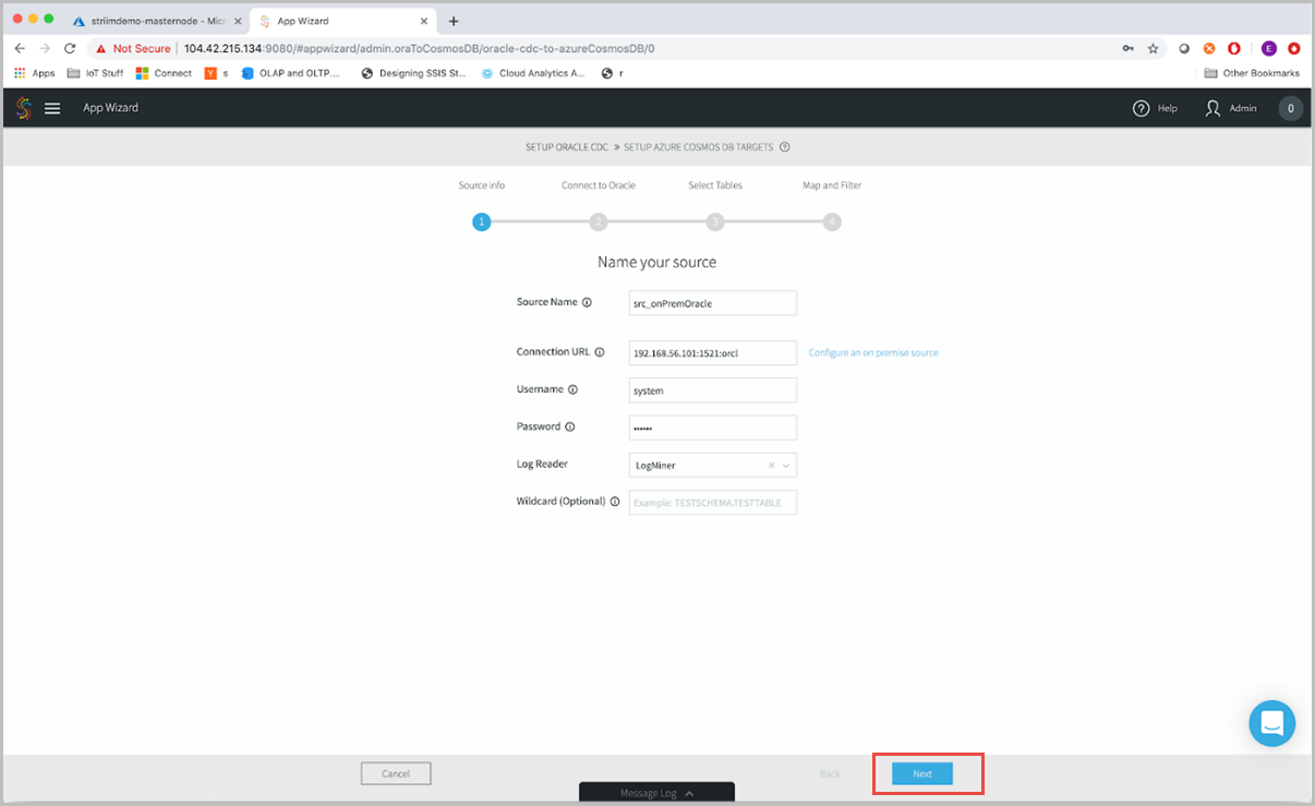 Configure source parameters