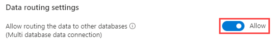 Screenshot of the Azure Data Explorer Web U I , showing the Data routing settings option set to allow.