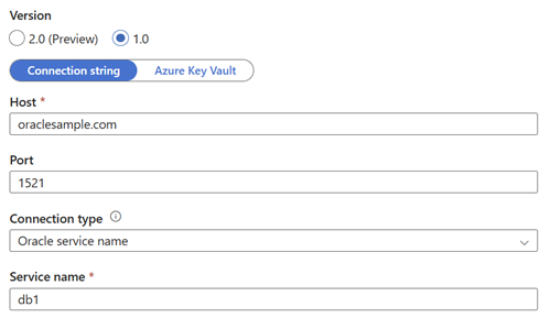 Screenshot of version 1.0 linked service.