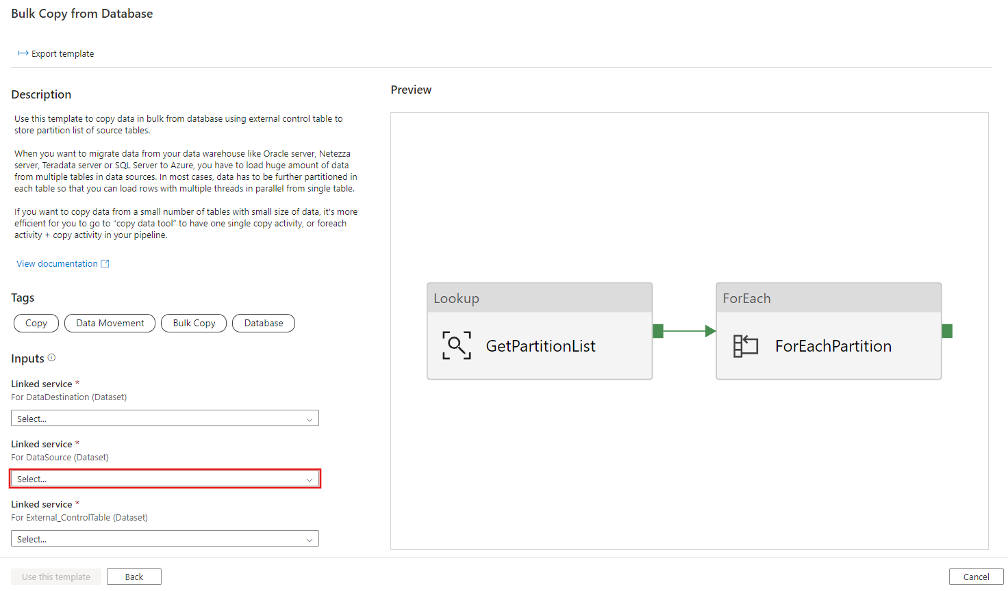 Screenshot showing the creation of a new connection to the source database.