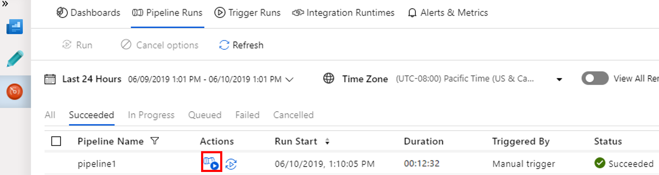 Pipeline run status