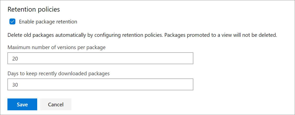 A screenshot displaying how to set up retention policies for your feed.