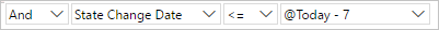 Screenshot that shows the Query Editor clause for items whose status was updated within the last week.