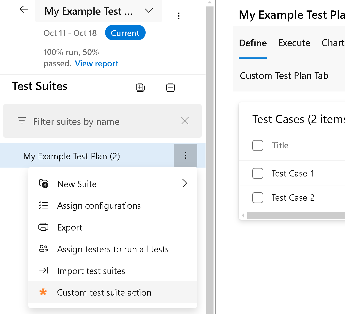 Test plans suites context