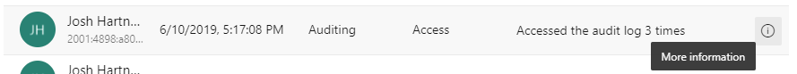 Screenshot shows auditing more information icon.