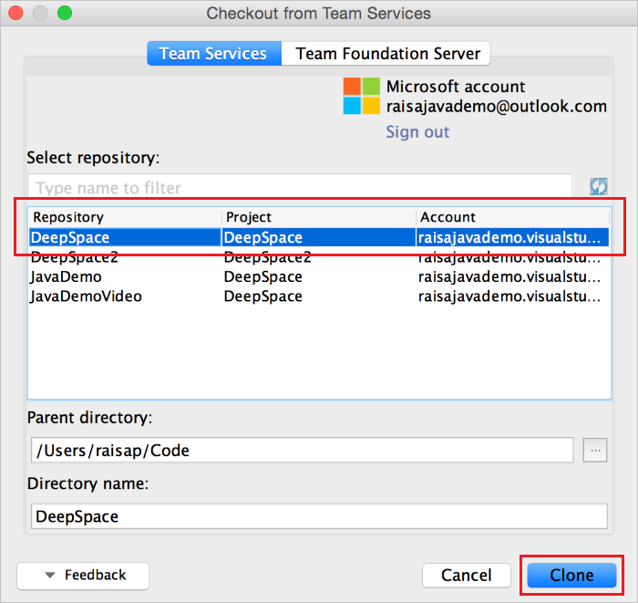 Screenshot shows cloning a repo.