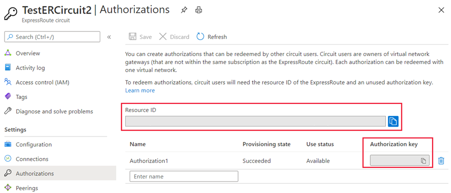 Screenshot of generating authorization key.