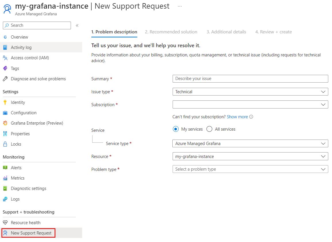 Screenshot of how to find help and submit support ticket part 1.