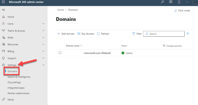 Where to retrieve the domain mx record