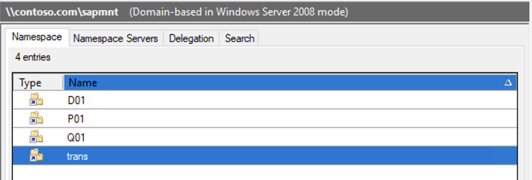 Screenshot of folder setup for an SAP landscape