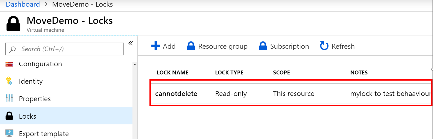 Remove lock from VM.