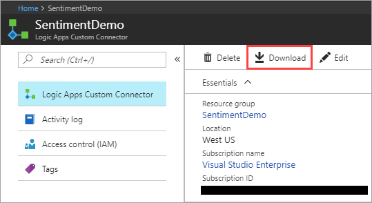 Download OpenAPI definition for Logic Apps.