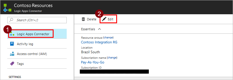 Edit Logic Apps Connector.