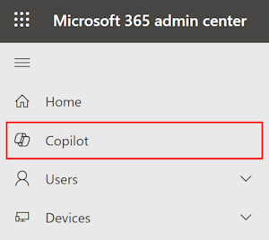 Screenshot that shows the Copilot page in the Microsoft 365 admin center.