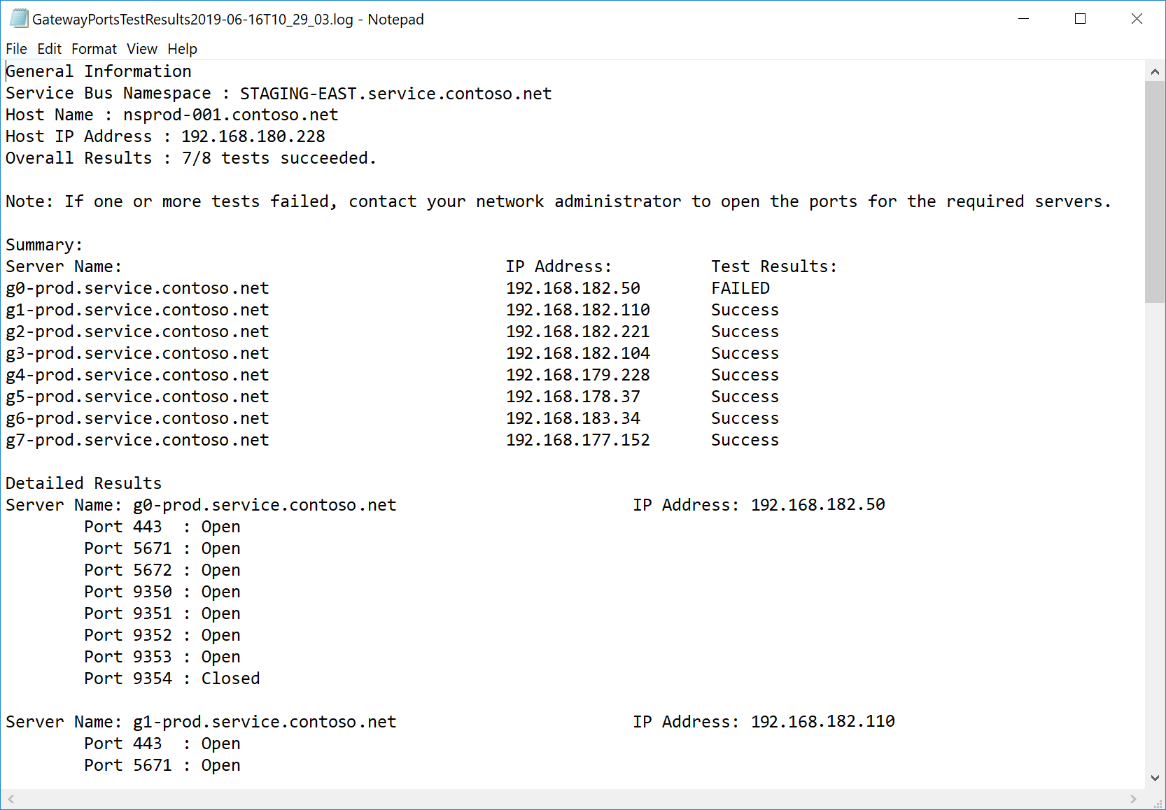 ผลลัพธ์การทดสอบที่แสดงใน Notepad