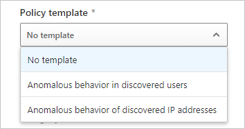 Screenshot that shows how to select a template to use as the base for the new policy.