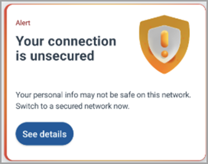 Screenshot of recommendation to connect to a secure network.