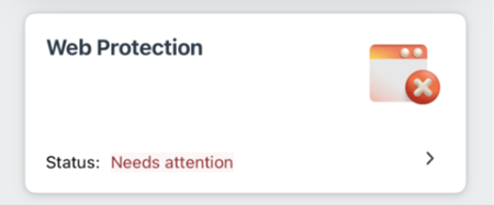 Screenshot of the web protection tile.