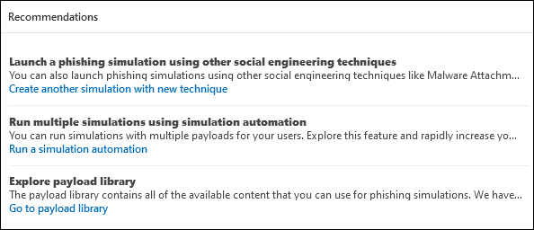 The Recommendations section on the Report tab of a simulation report for a simulation.