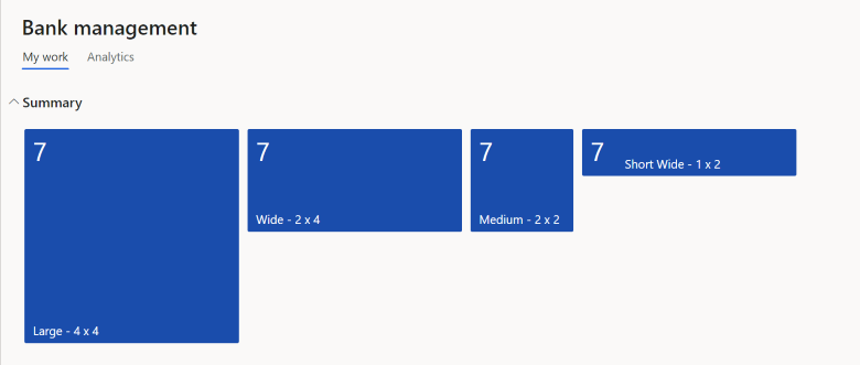 Four different size options for tiles