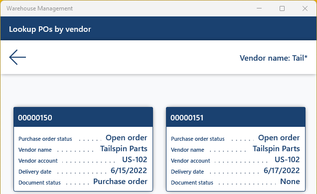 Data inquire page example