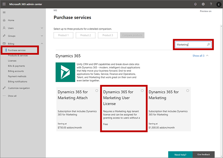 ซื้อสิทธิการใช้งานของผู้ใช้ฟรีสำหรับ Customer Insights - Journeys