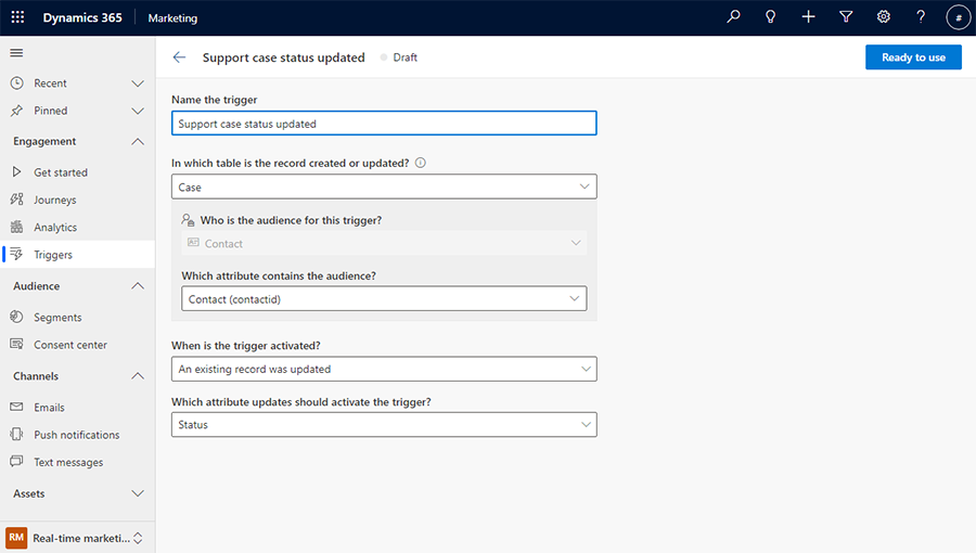 ภาพหน้าจอเลือกตาราง Dataverse และผู้ชม