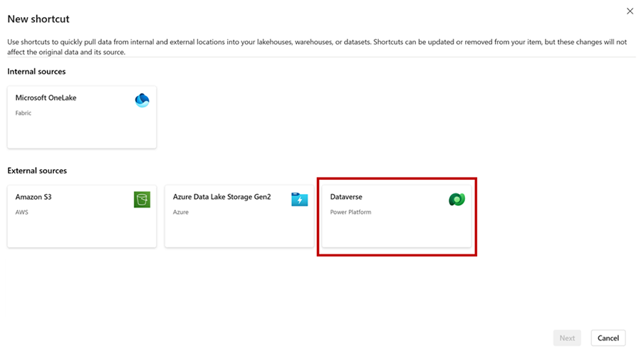 เลือก Dataverse ของคุณจากทางลัด