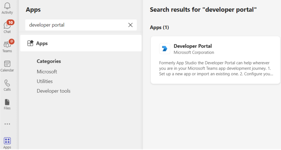 แอป พอร์ทัลนักพัฒนา ใน Teams