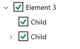 Example of parent node and child nodes in a checked state.