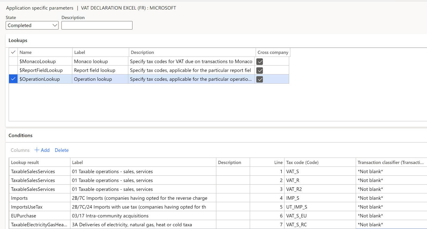 Application parameters operations.