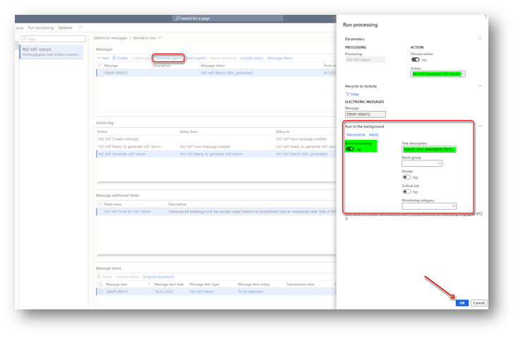 Generating a VAT return.