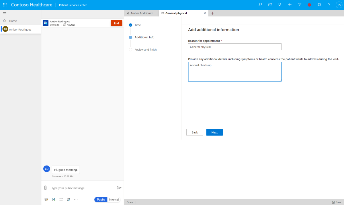 Updating the reason and details in the rescheduling wizard.