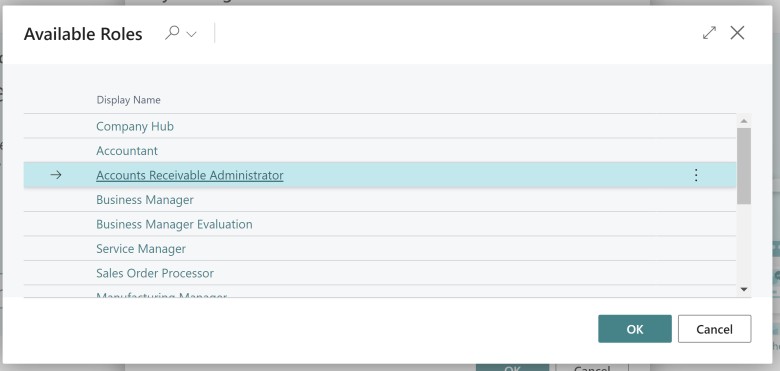 Selecting the new role center under My Settings