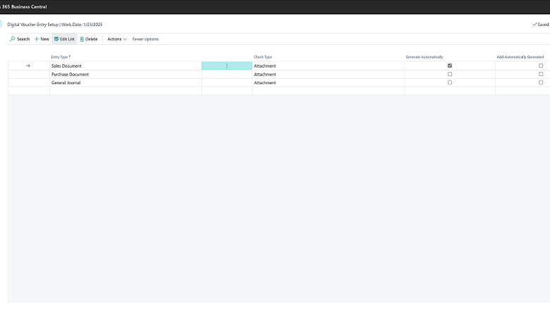 Digital voucher entry setup