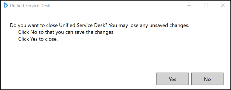 ปิดหน้าต่างการยืนยันใน Unified Service Desk