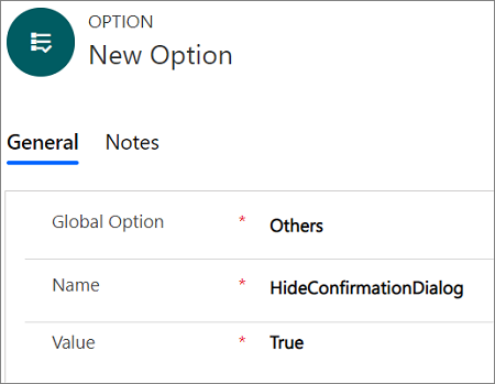 เปิด/ปิดการใช้งานตัวเลือก HideConfirmationDialog