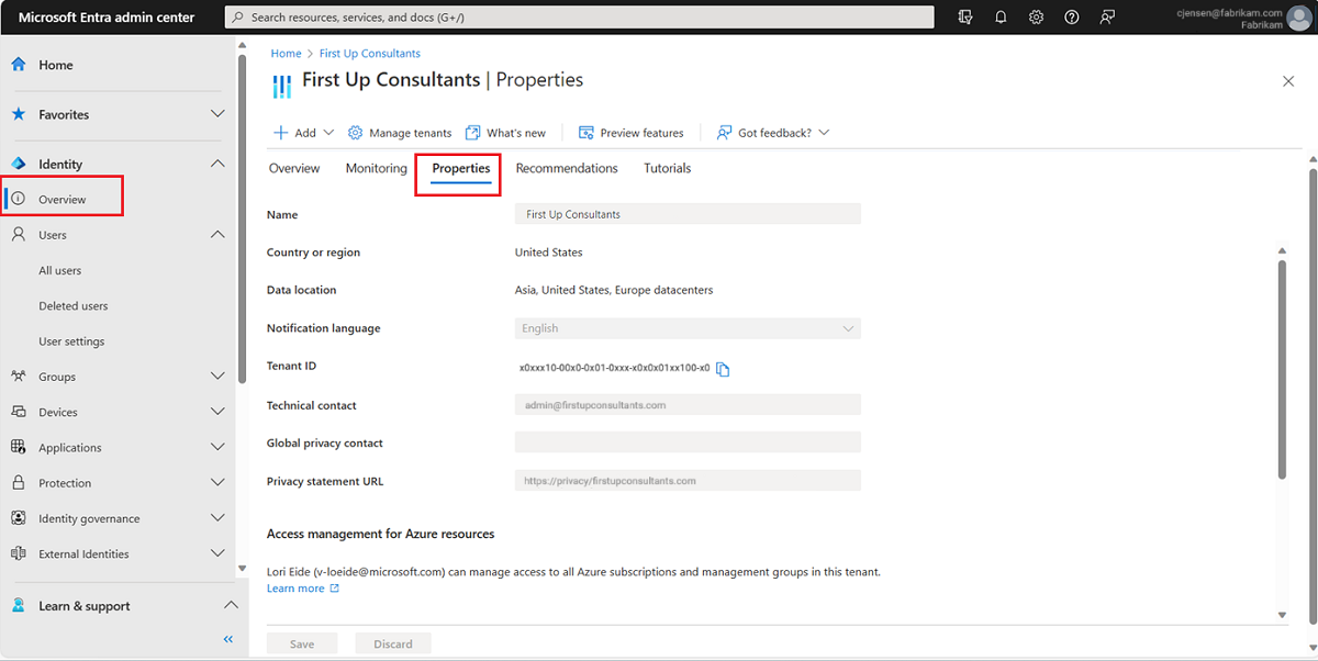 Microsoft Entra ID - Identity Properties overview