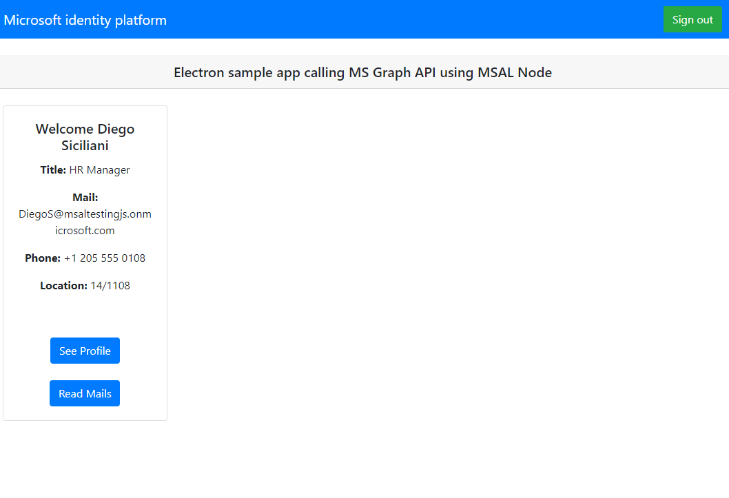 profile information from Microsoft Graph