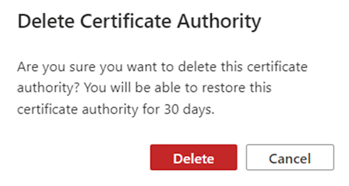 Diagram of how to delete a CA certificate.