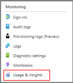 Screenshot of how to find the Usage and insights report.