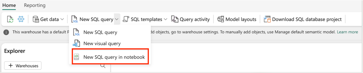 สกรีนช็อตของสมุดบันทึกเปิดจากตัวแก้ไข DW SQL